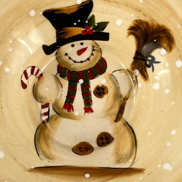 Tabletops Lifestyles Holly Jolly Snowman Cereal Soup Bowls x2 6" Christmas - Picture 8 of 10